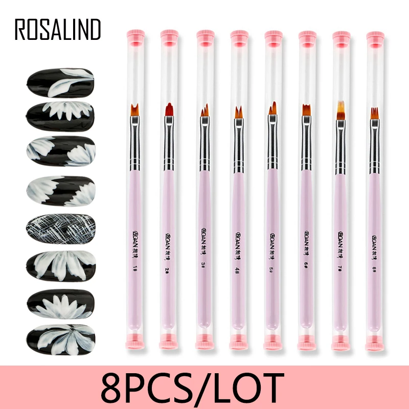 ROSALIND 8 шт./компл. кисти для ногтей полный Профессиональный цветочный рисунок