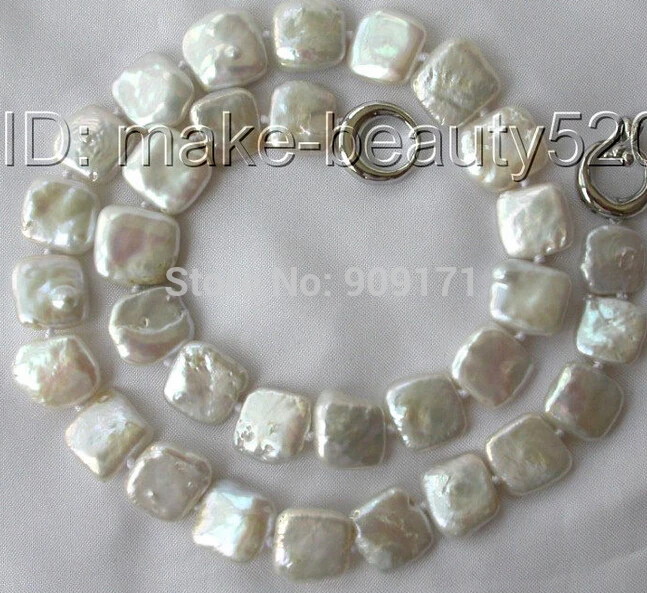 

stunning big 14mm baroque white freshwater cultured pearl necklace