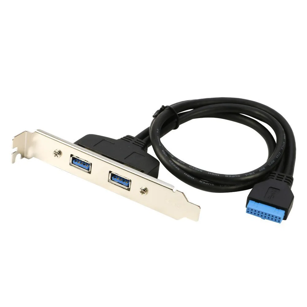 

New Motherboard 20pin Header to 2 Ports USB 3.0 Female Back Panel Cable Adapter with PCI Bracket 1.5ft Q99 SL@88