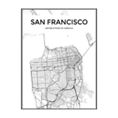 SURELIFE современные черно-белые карты города путешествия контурные карты картины холст, рисунки, постер, печать на стену искусство украшение дома - Цвет: SAN FRANCISCO