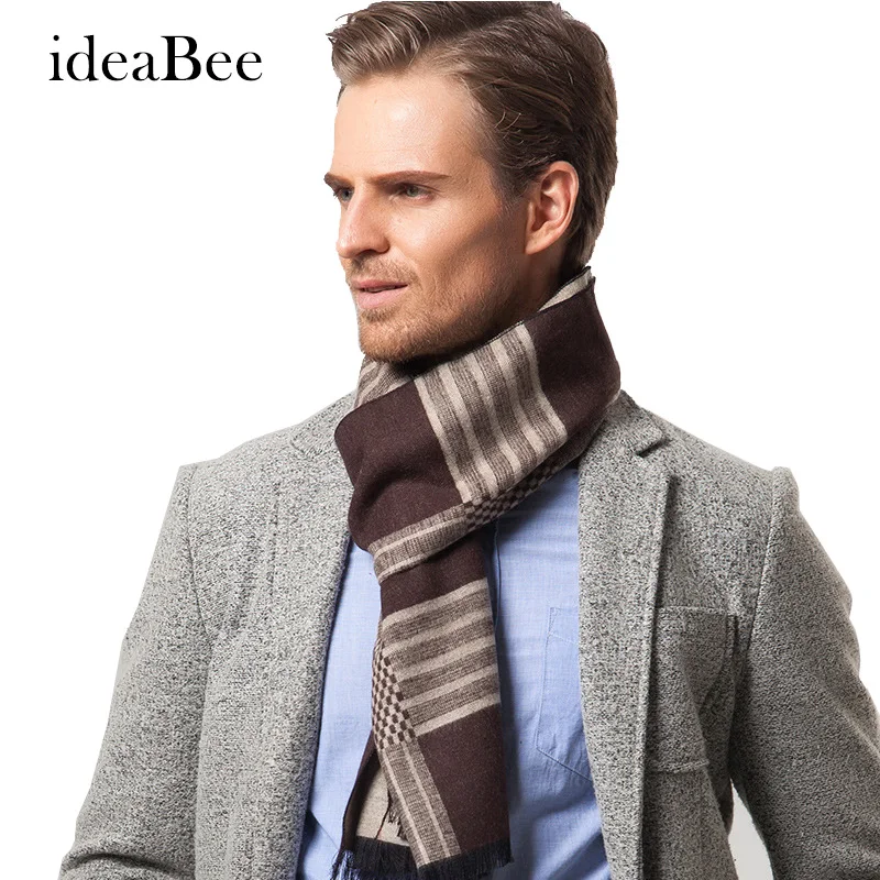 ideacherry Gentry Men's Business Casual Plaid Men Scarf Winter Men Soft