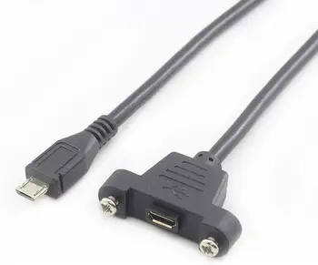 

50pcs Screw Lock Panel Mount Micro USB 2.0 B Male to Female M/F Extension Data Sync Power Charge Cable 30cm + Screws Shielding