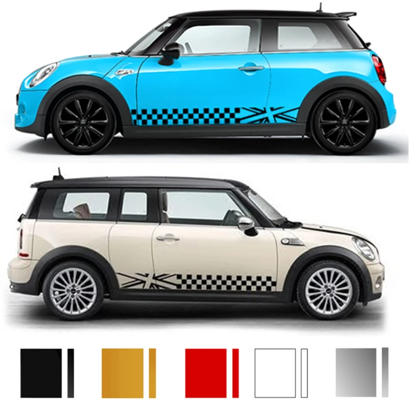 Наклейка на боковую талию двери автомобиля Checker наклейка для Mini Cooper S JCW One F54 F55 F56 F60