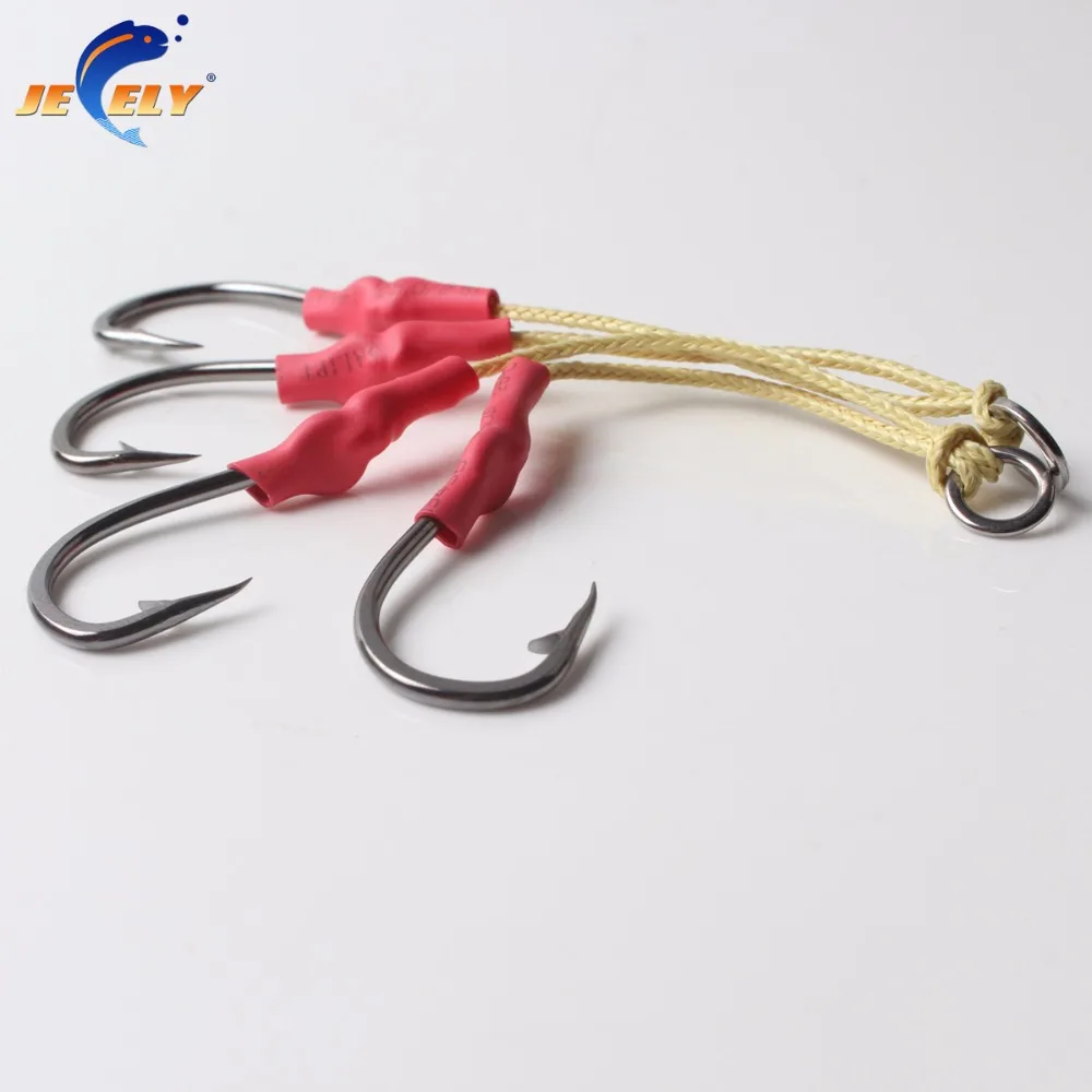 

Jeely 2/0,3/0,4/0,5/0 5pcs/lot Stainless Steel 2 Jigging Hooks With Aramid Line Saltwater Fishing boat fishing