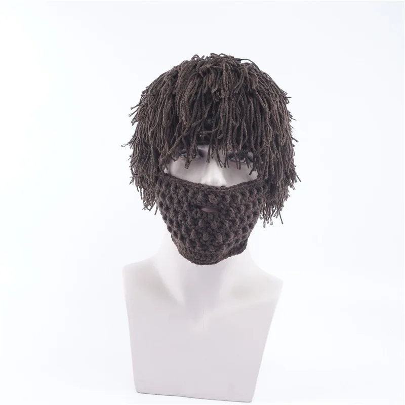 

Wig male and female mustache hat handmade knit hat creative funny wool hat autumn and winter