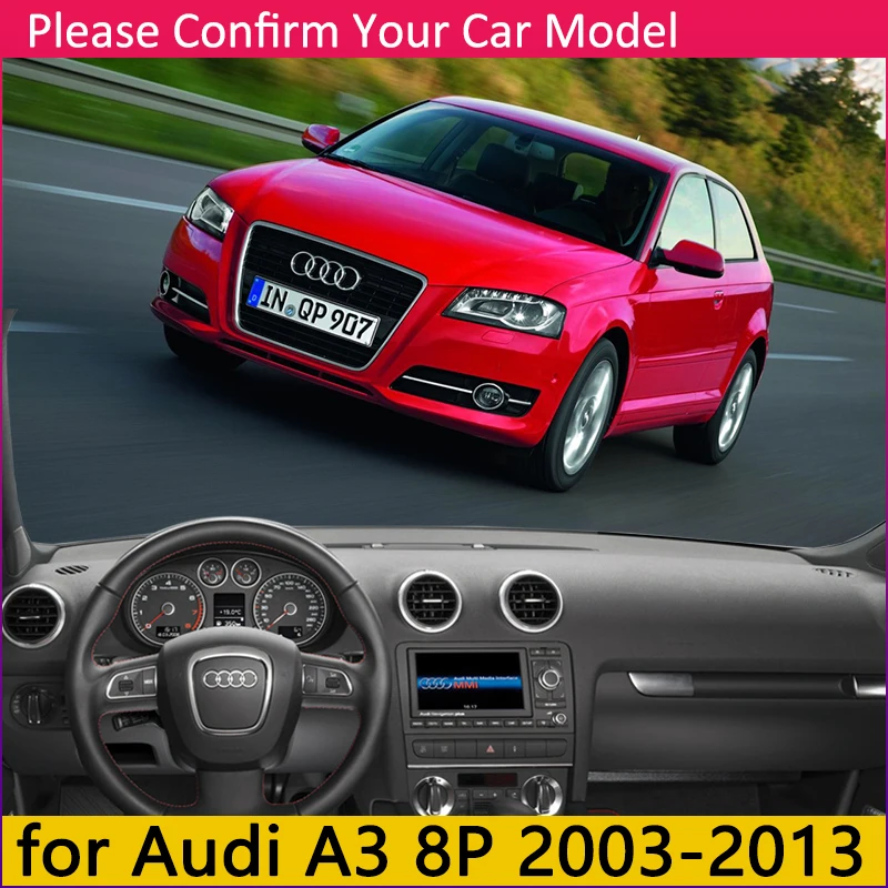Для Audi A3 8 P 2003 ~ 2012 Противоскользящий коврик на приборную панель солнцезащитный
