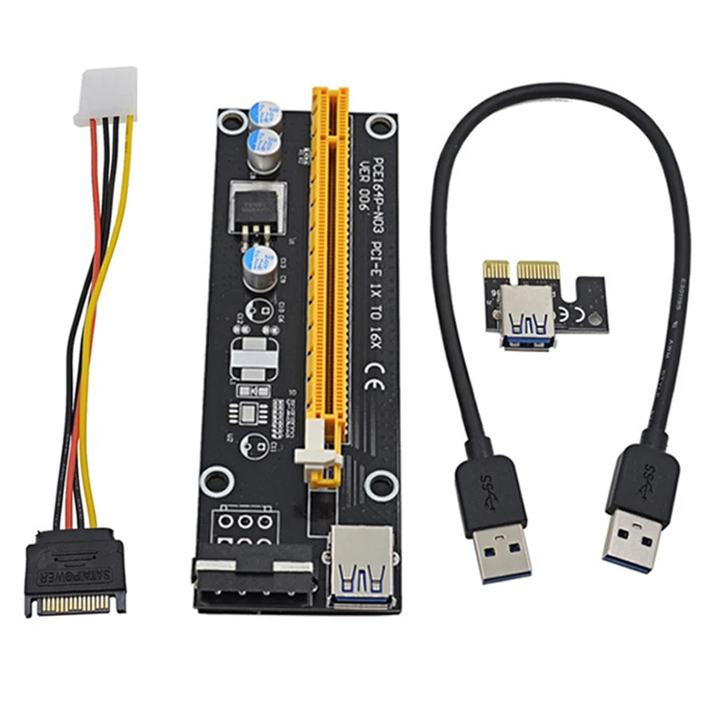 PCI E 1x до 16x Райзер карта Express 60 см USB 3 0 SATA к 4Pin IDE Molex адаптер для майнинга Bitcion