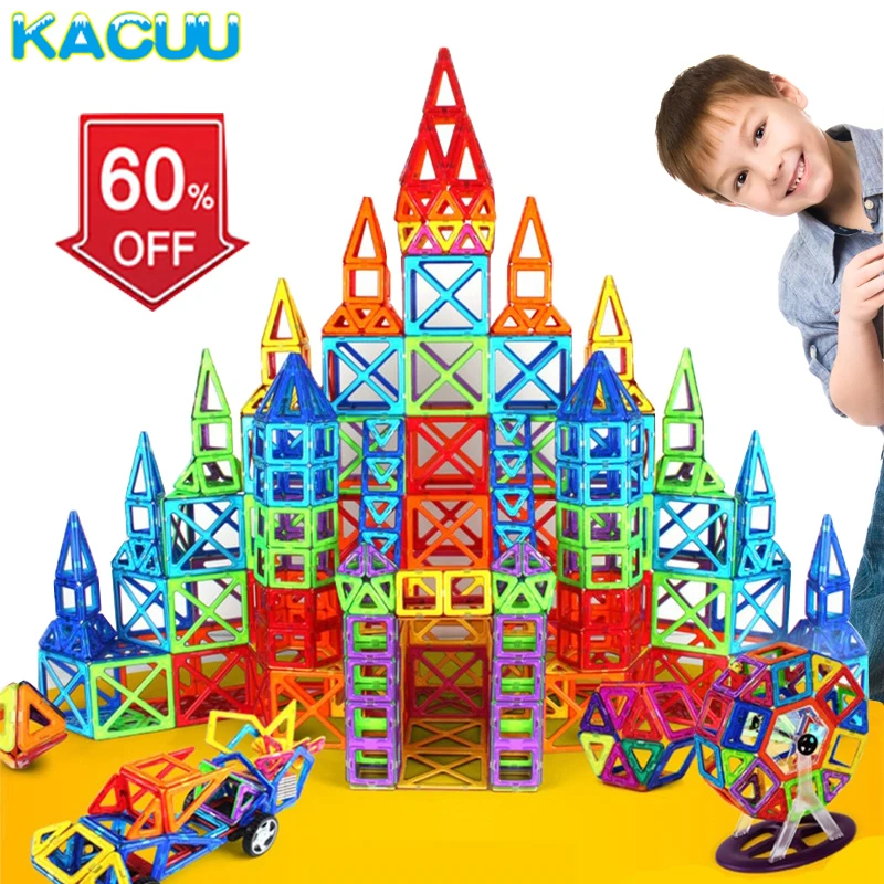 KACUU Magnetic Blocks Standard Size DIY Magnetic blocks Magnet Pulling Magnetic Building Blocks Assembled Toys For Children Gift