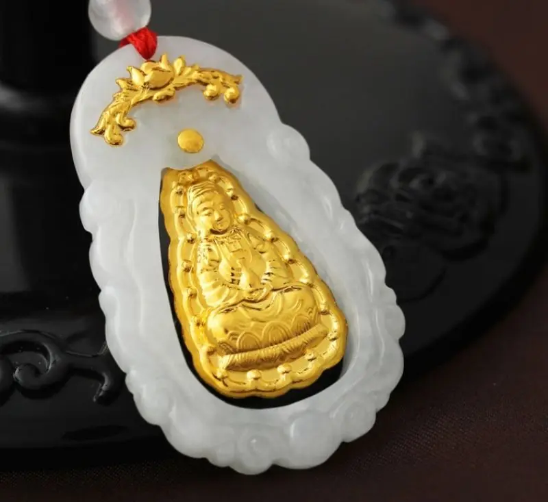 

1pcs Pure 24K Yellow Gold Pendant / 3D Lucky three Leaf enamel Pendant /1.7g