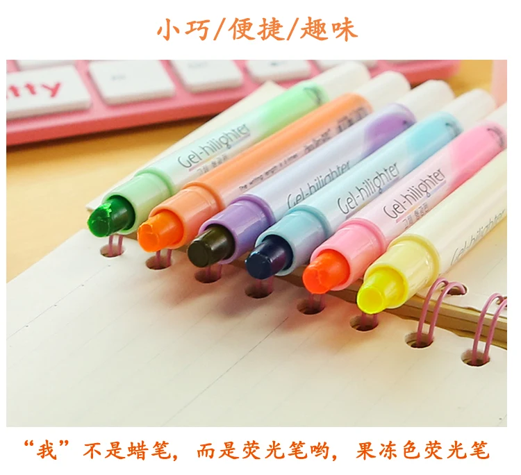 Южнокорейский Творческий канцелярский желе флуоресцентная ручка сплошной цветной маркер ключ маркер хайлайтер