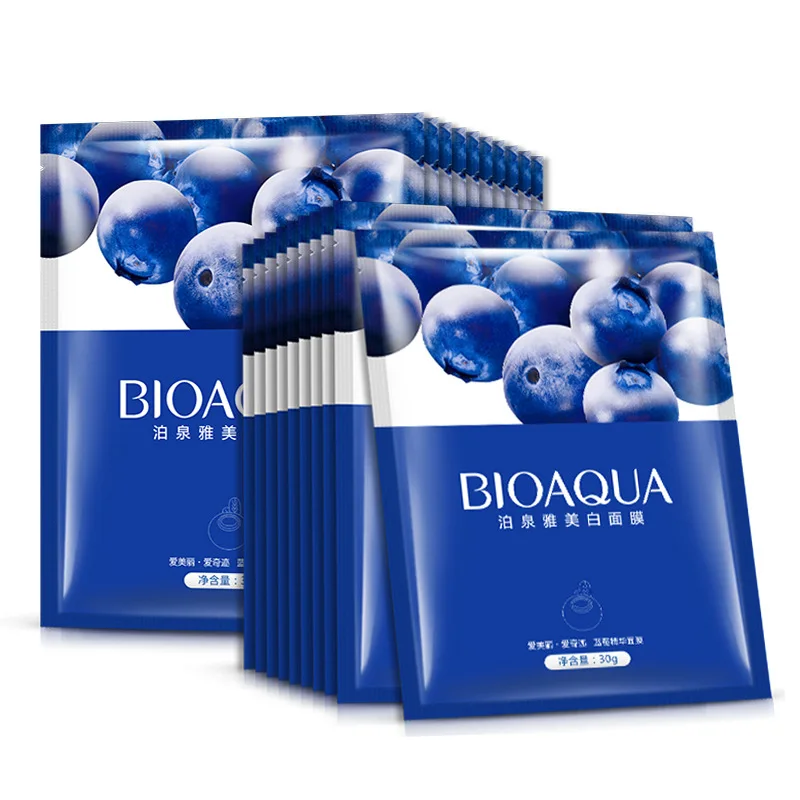 

BIOAQUA 1pcs Blueberry Extract Facial Mask Moisturizing Shrink Pores Face Mask Oil Control Brighten Nourishing Mask Skin Care