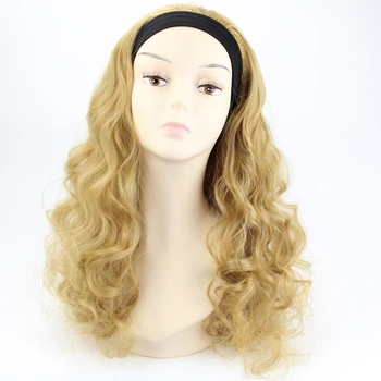 

JOY&BEAUTY 20inch Black Brown Golden Bug Synthetic Half Wig Long Curly Hair Wigs With Headbands Natural Cut Hair Style For Women