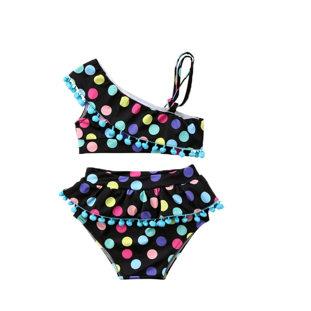 

New design girl swimsuit suit strapless sexy wave point with cute bubble ball