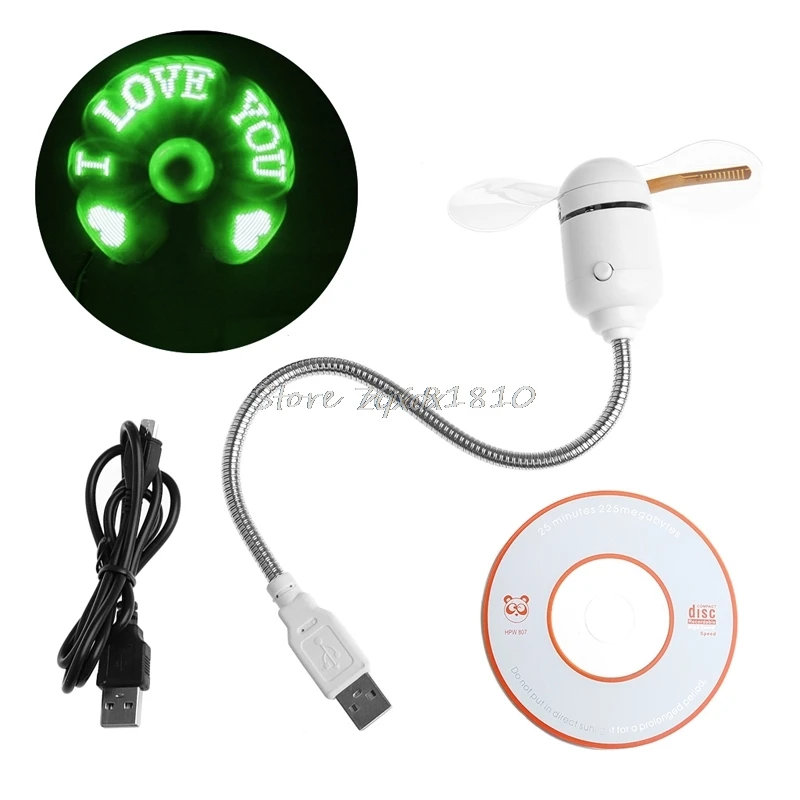 USB светодиодный гибкий фонарь Вентилятор охлаждения DIY Программа Editable сообщение