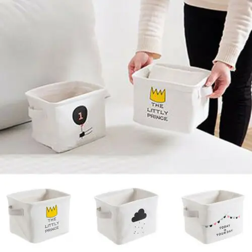 

Home Household Storage Box Linen Desk Organizer Cube Bins Basket Kitchen Bathroom Desktop Portable Container Boxes