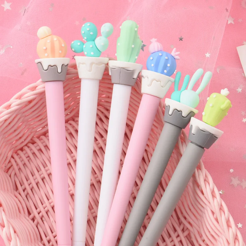 buy 3 pcs lot Creative Cartoon Cactus 0.5 mm Gel Pen Ink Pen Promotional Gift Stationery School amp; Office Supply