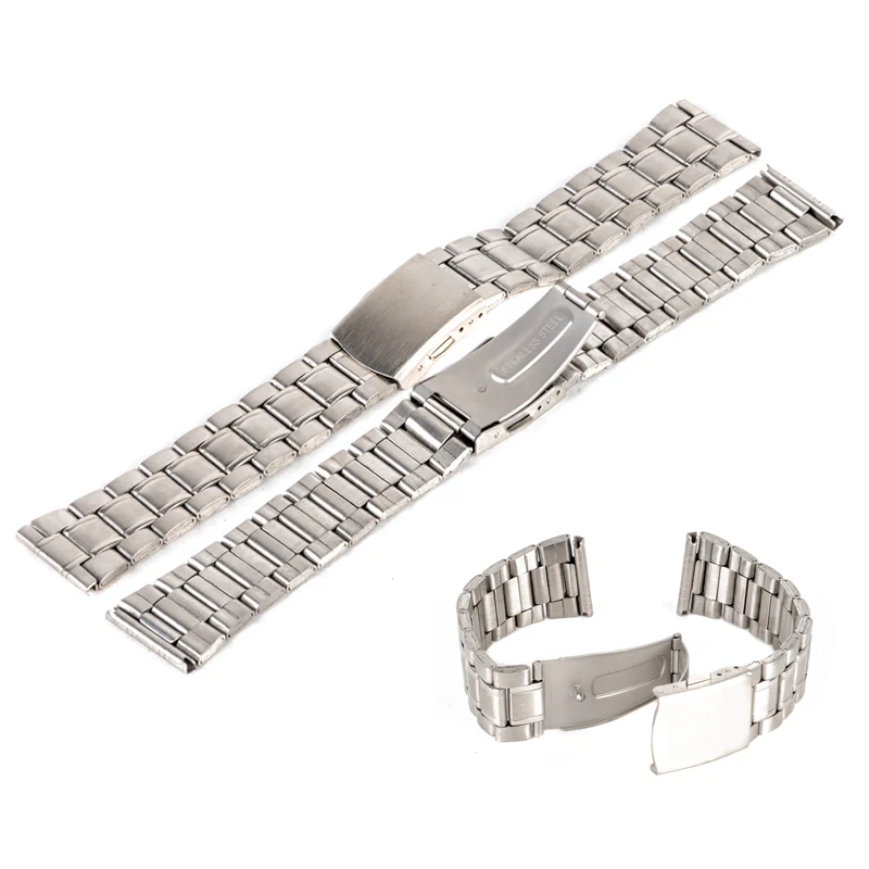 14/16/18/20/22mm Luxury WristWatch Band Silver Stainless Steel Buckle Straight End Watch Band Strap For Watch Accessories
