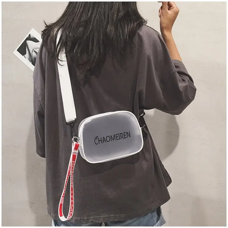 

Function Small Phone Shoulder Bags Causal PVC Transparent Clear Crossbody Bags with Card Holder bag Wide Straps clutch