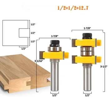 

2PCS Router Bit Set 1/2'' Shank 1/2*1/2*12.7 Router Bits For Wood Engraving Tool Milling Cutters 3 Teeth T type drill bit set