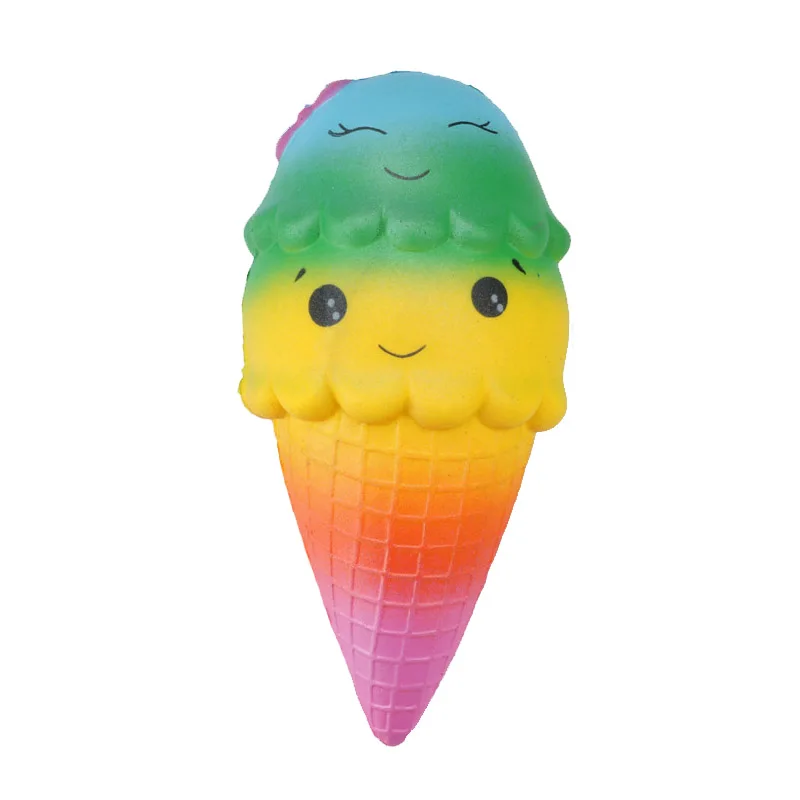 

18cm Rainbow Ice Cream Squishy Toy Squeeze Squishi Slow Rise Colorful Smiling Face Ice Creams Soft Sensory Toys For Kids
