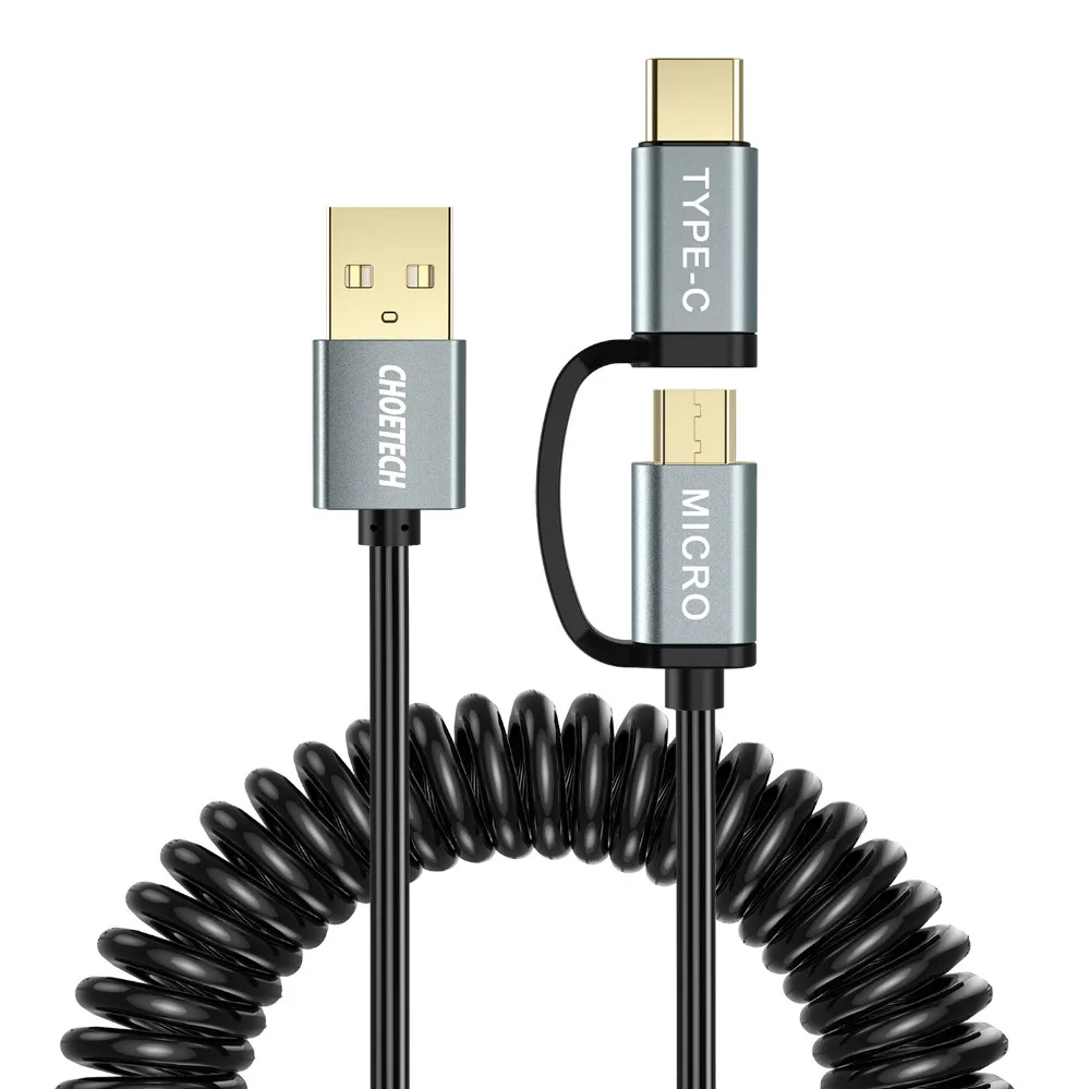 CHOETECH سريع شحن الكابلات 2 في 1 المصغّر USB كابل + USB نوع C كابل ل سامسونج لل Xiaomi ل نوكيا n1 الهاتف المحمول الكابلات