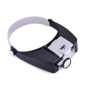 

Adjustable Head Magnifier Illuminated Magnifying Eye Glasses Lens Loupe 2 LED Light Visor Repair Precision Work Headband Lamp