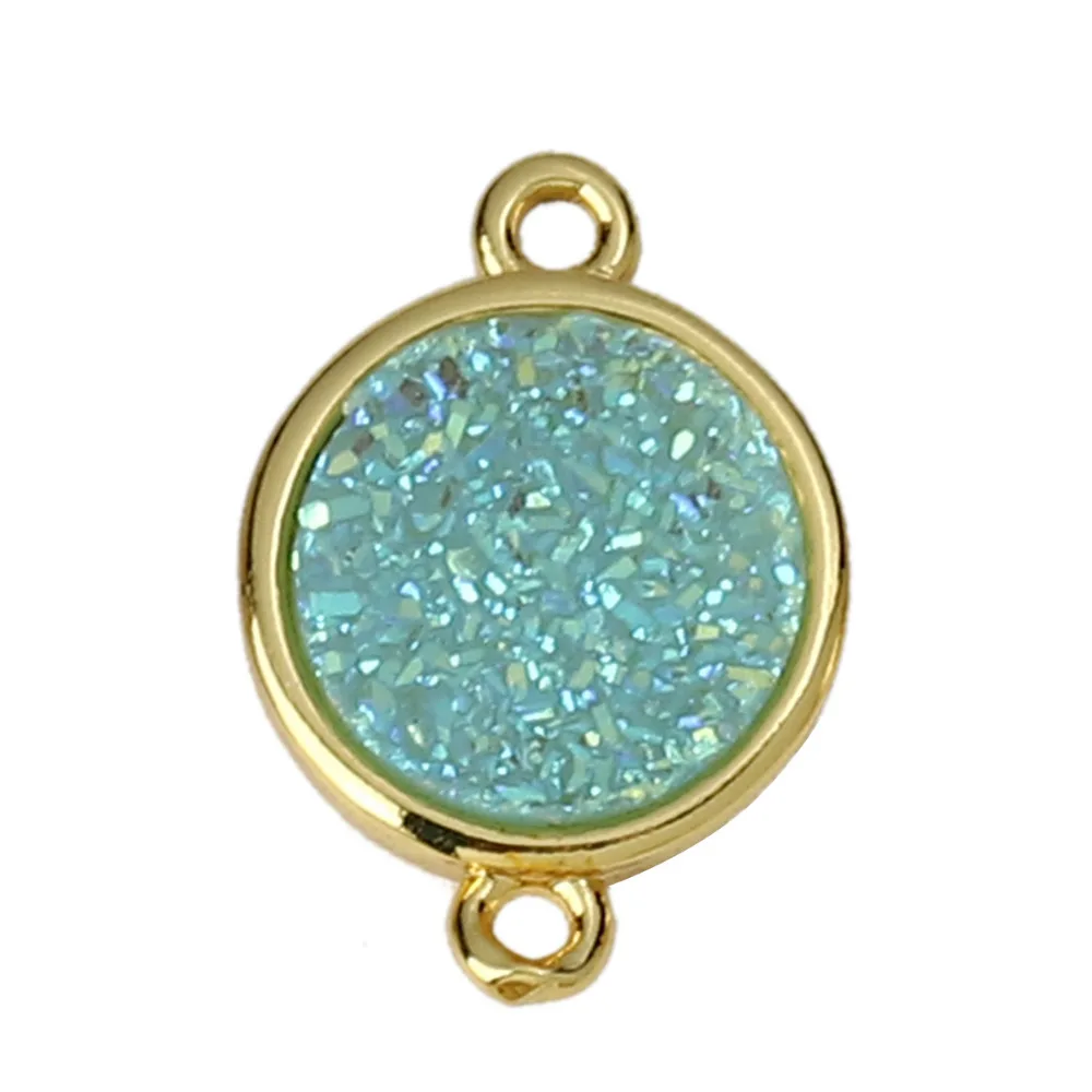 DoreenBeads медные и Синтетические кварцевые соединители Druzy/ Drusy круглые позолоченные