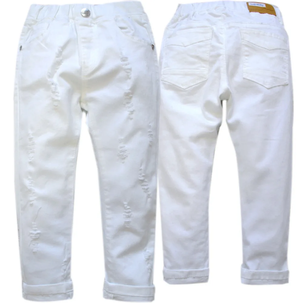 Buy 4009 regular hole white boy pants girls trousers