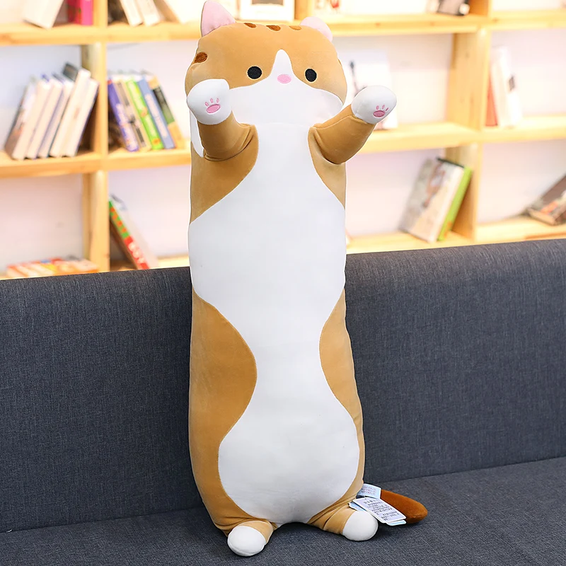 Cute Kitten Plush Sleeping Pillow Doll Big Stuffed Cartoon Cat Toy Funny Kawaii Leisure Boyfriend Pillow for Lover Children Gift 35inch 90cm DY50307(13)