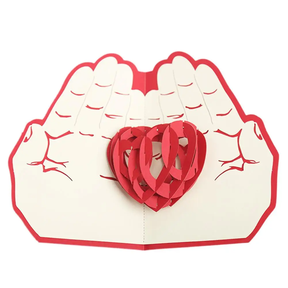 Всплывающие карты 3D всплывающие поздравительные открытки Сердце в руке юбилей день рождения свадьба ремесло подарок