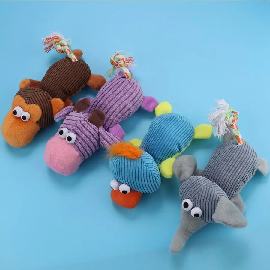 

Cute Cartoon Animal Interactive Squeak Dog Chew Toys Funny Durability Chew Molar Toy Fit for All Pets
