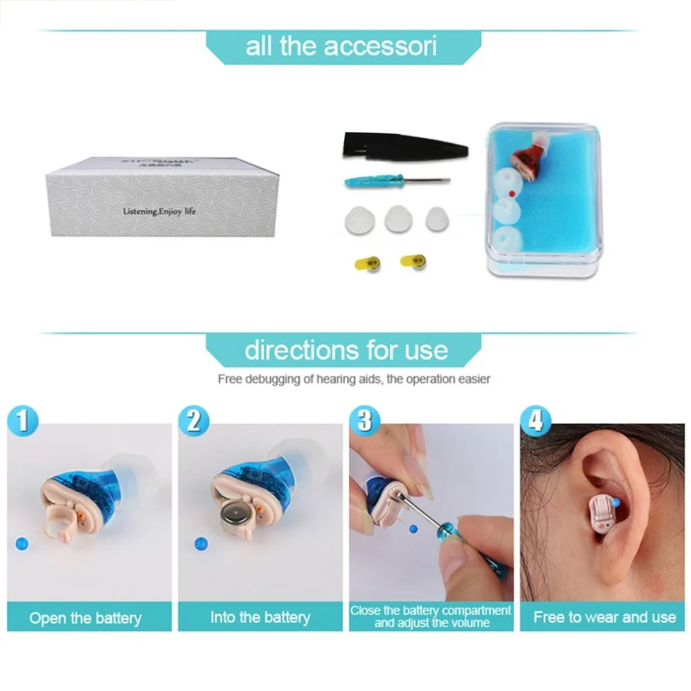 NEW Small inner Ear Invisible Hearing aid Adjustable Wireless Mini CIC Hearing Aids Left/right Ear Best Sound Amplifier