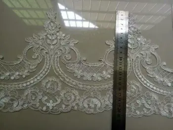 

Ivory Gorgeous Embroidery Corded Alencon Bridal Lace Trim 15yards/lot
