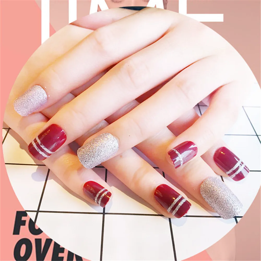 Syrdyca短いワイン赤ネイルアート短い偽爪でゴールデングリッターシャンパンウェディングネイルチップ Red Nails False Nailsshort False Nails Aliexpress Syrdyca短いワイン赤ネイルアート短い偽爪でゴールデングリッターシャンパンウェディングネイルチップ Red Nails False Nailsshort False Nails Aliexpress