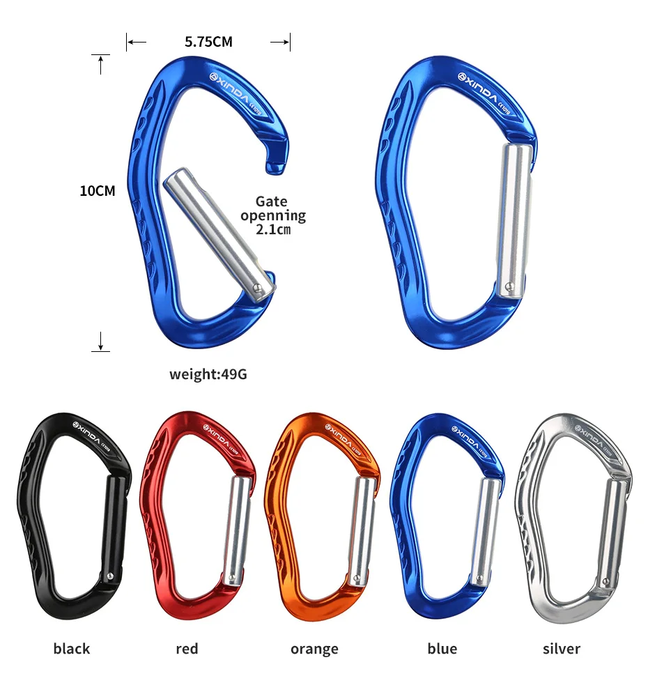 XINDA Профессиональное качество 22KN скалолазание прямые Quickdraw Пружинные ворота Пряжка Алюминиевый карабин наружные комплекты