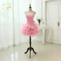 Hot Sale Vestido De Festa Curto 2019 Sexy Robe De Cocktail Pink Blue Red Beading Mini Organza Real Photos Cocktail Dresses OC381