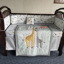 8 шт. Алмазная вышивка новорожденных кровать подшивок детское постельное белье для мальчиков и девочек,(4 бампер+ кровать+ крышка юбка+ одеяло+ подушка