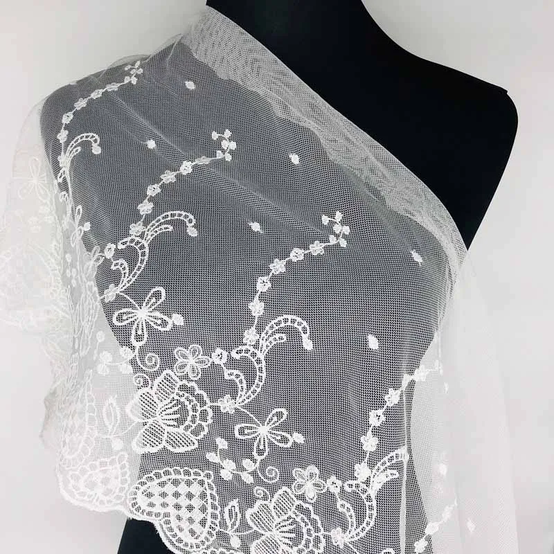 2 ярдов африканская кружевная ткань белый цветок вышитые Высокое качество DIY ремесло швейное платье одежда женская одежда кружевная отделка - Цвет: 2Y 15
