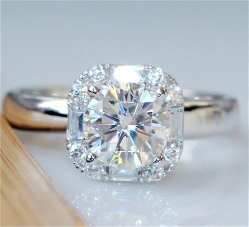 Модное Брендовое женское кольцо-Пасьянс 4ct AAAAA Циркон Cz 925 пробы Серебряное обручальное кольцо для женщин