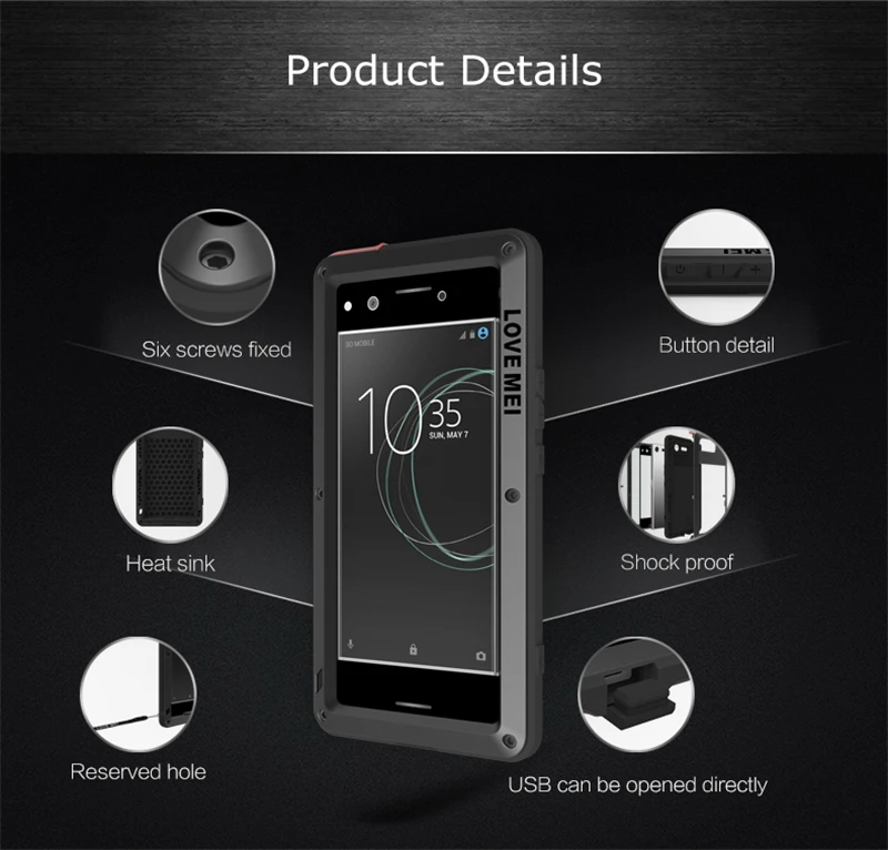 LOVE MEI Aluminum Metal Case For Sony Xperia XZ Premium  (5)