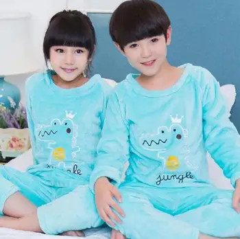 

Free Ship Special Price Winter Girls Loungewear Coral Kids Pijamas Children Fleece Pajamas Thicken Warm Flannel Sleepwear