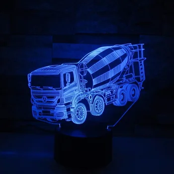 

Excavator Giant Shovel Tractor Cement Mixer Hoisting Vehicle Truck 3D Visual Illusion Lamp Kids Night Light Truck Style Lamp