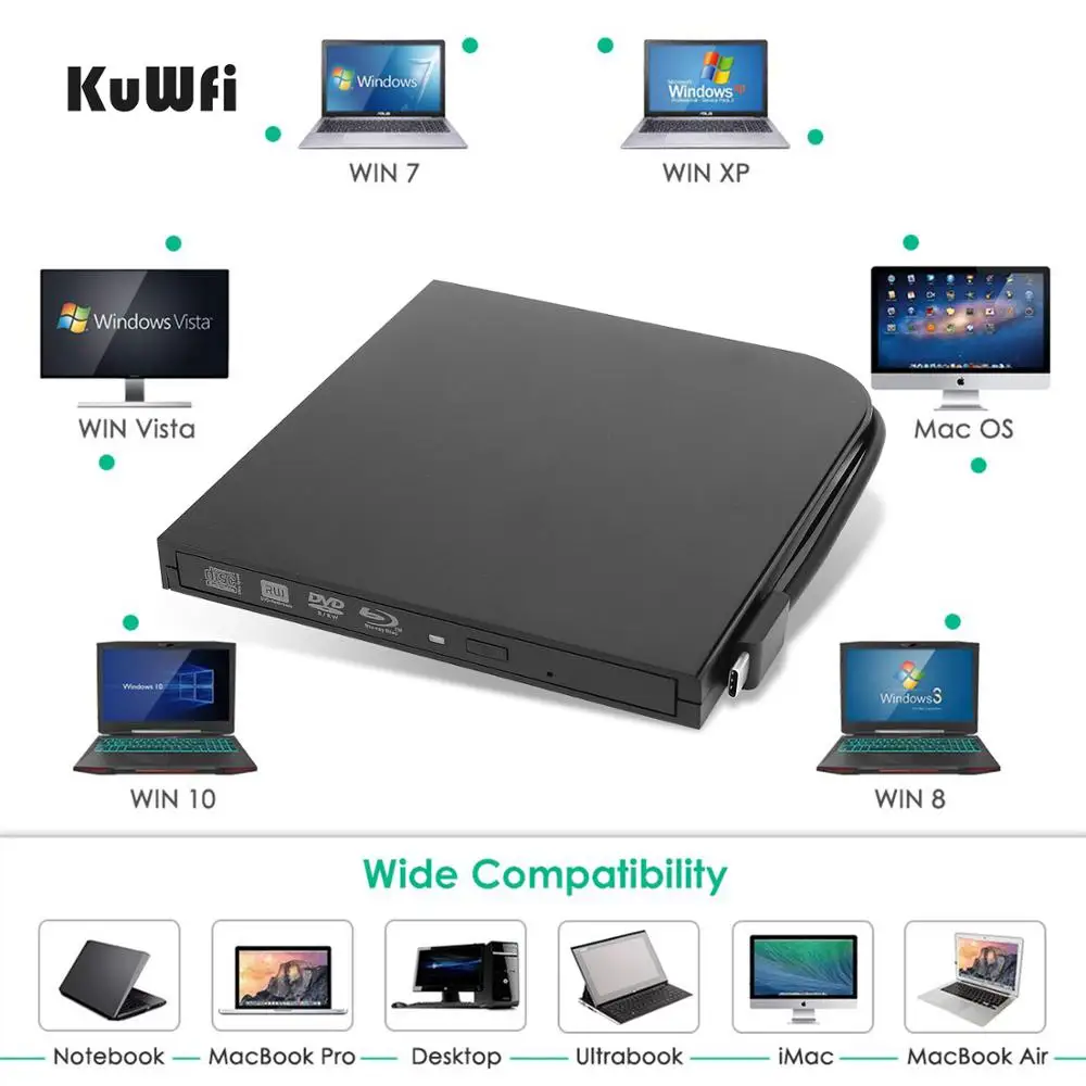 Внешний Blu Ray DVD диска горелки USB3.0 Тип C RW/VCD/проигрыватель компакт дисков RW горелка
