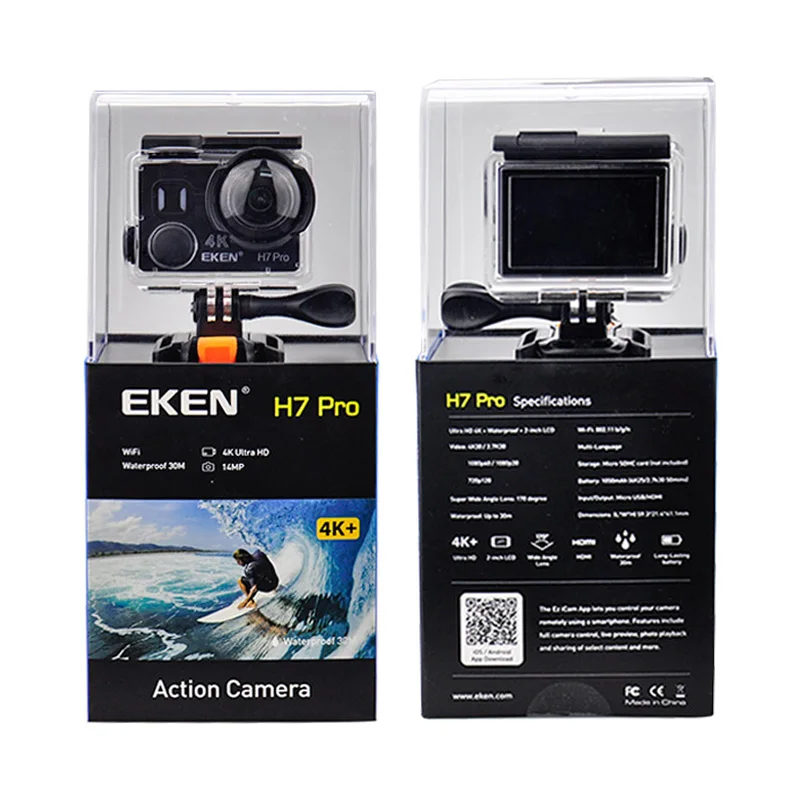 Оригинальная Экшн-камера EKEN H7 pro Ultra HD с чипом Ambarella A12 4 k/30fps 1080 p/60fps EIS 30M Водонепроницаемая Спортивная камера Оригинальная Экшн-камера EKEN H7 pro Ultra HD с чипом Ambarella A12 4 k/30fps 1080 p/60fps EIS 30M Водонепроницаемая Спортивная камера