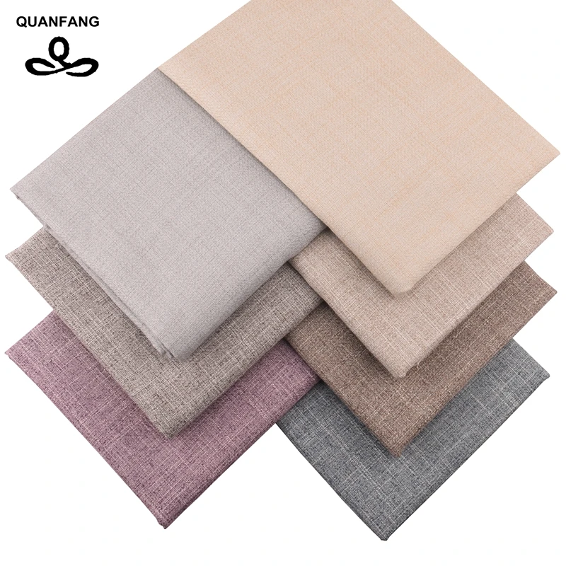 

QUANFANG 7pcs/lot Solid Color Linen Fabric For Patchwork Pillow Sofa For Sewing Quilting Cloth Crafts Materials Tissue 40cmx45cm