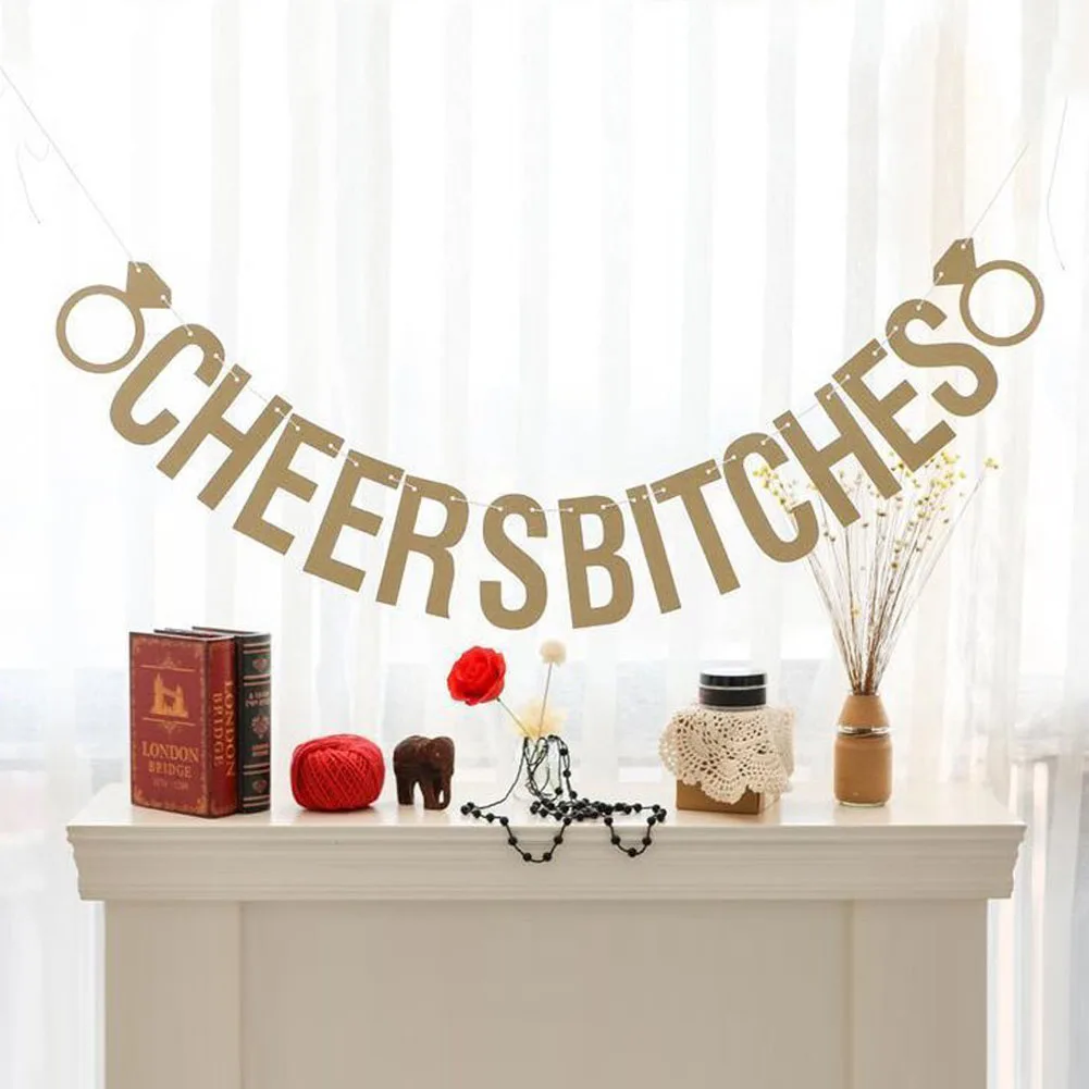 Золотой блестящий фон для фотосъемки Let's Bitches &amp Cheers баннер вечеринки в честь