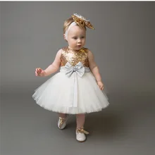 Новые летние вечерние платья с блестками для девочек газовое платье принцессы без рукавов с большим бантом детская одежда только платье