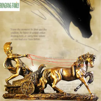 

Ancient Rome Ornament Sculpture Spartan Character Statue Resin Spartan Carriage Warrior Figurines Home Office Decorate Crafts