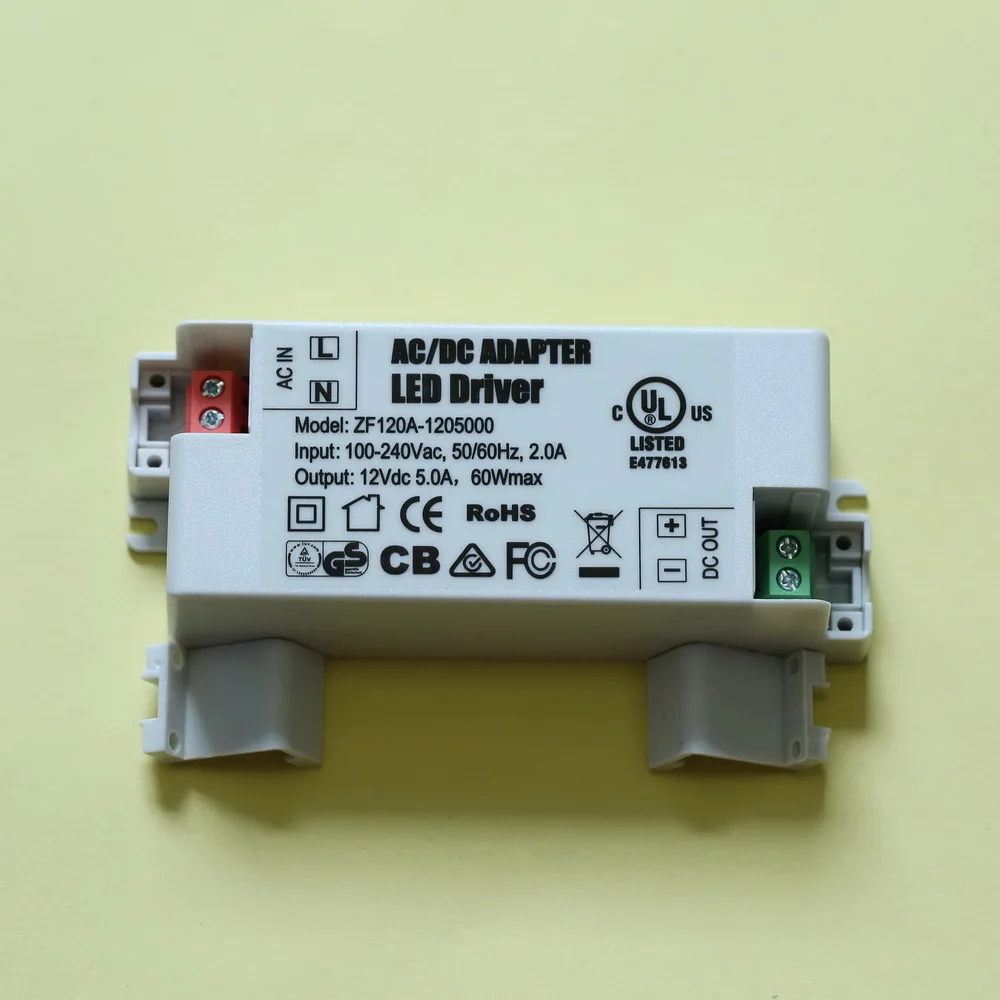 100 шт./лот UL CE FCC SAA GS CB сертификат 12V5A 60 Вт светодиодный драйвер|driver led|driver led 60wlot lot |