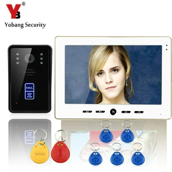 

Yobang Security 10" Color Display RFID Doorbell Intercom Entry System Touch Calling Button Camera Night Vision Video Door Phone